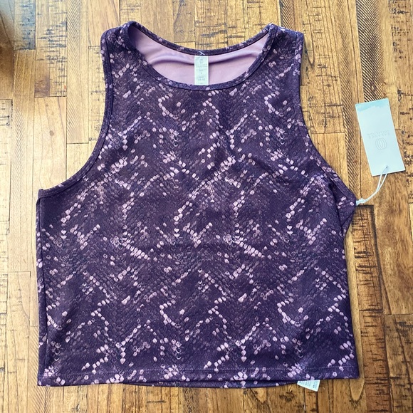 Balance Collection Mia Large Wild Plum Snake Print Active Tank Top Crop - Picture 4 of 7